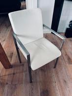 6 leren witte eetstoelen, Huis en Inrichting, Stoelen, Ophalen, Gebruikt, Wit, Modern