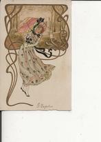 Jugendstil Dame met parasol in het bos 24 dec 1900, Verzenden, Voor 1920, Gelopen, Overige thema's