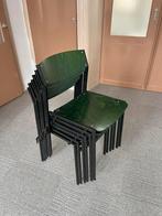 Vintage schoolstoelen donkergroen hout 6stuks (set), Ophalen, Gebruikt, Overige kleuren, Designer