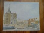 Schilderij Drommedaris Enkhuizen.1991 J. Kemper. Verz. kan, Ophalen, Minder dan 50 cm, Gebruikt, Schilderij