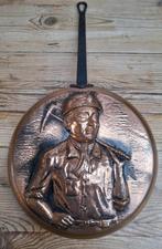 Grote koperen sierpan met mijnwerker, Antiek en Kunst, Curiosa en Brocante, Ophalen of Verzenden