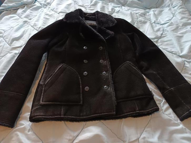 Suede achtige met bont gevoerde warme jas dames CRK maat M, Kleding | Dames, Jassen | Winter, Gedragen, Maat 38/40 (M), Zwart