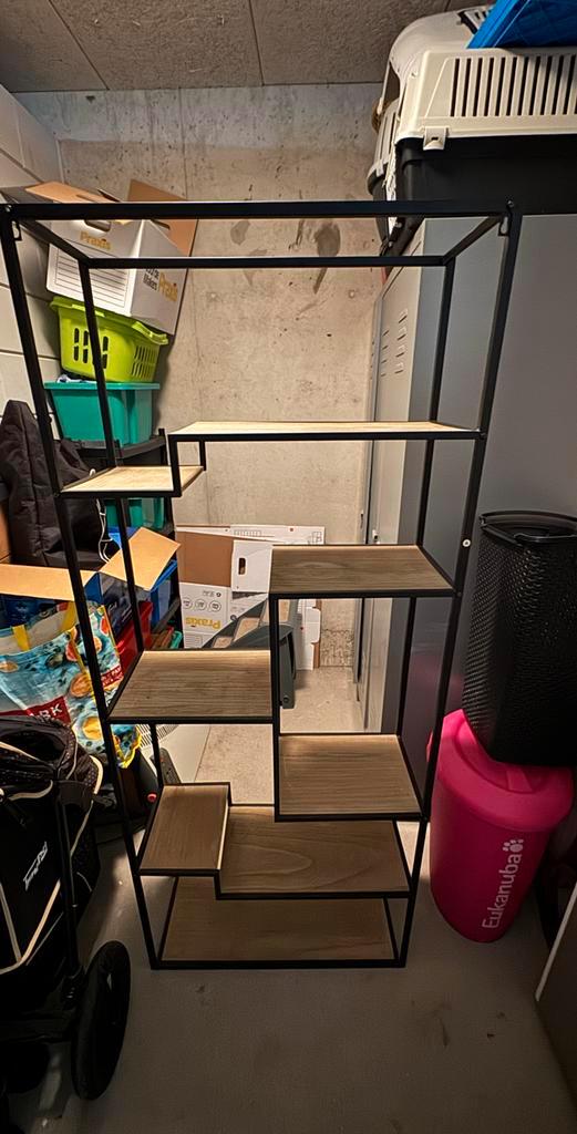 Stijlvolle open kast met houten planken, Huis en Inrichting, Kasten | Boekenkasten, Gebruikt, 100 tot 150 cm, 150 tot 200 cm, 25 tot 50 cm