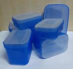 Zes blauwe Tupperware dozen, Ophalen of Verzenden, Zo goed als nieuw, Blauw, Bus of Trommel