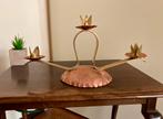 Arts & Crafts kandelaar messing en rood koper bloem vorm., Ophalen of Verzenden, Koper of Brons