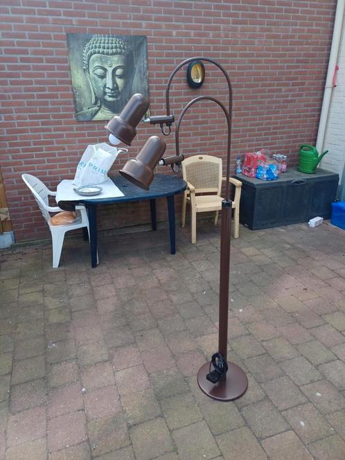 Zeldzame vonst  retro bruine gepo vloerlamp, Huis en Inrichting, Lampen | Vloerlampen, Zo goed als nieuw, 150 tot 200 cm, Ophalen of Verzenden