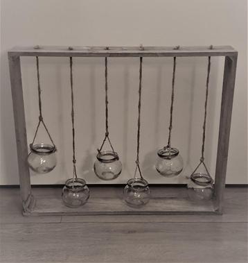 Woonaccessoire Houten Rek met Glazen Potjes beschikbaar voor biedingen