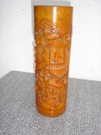 Vintage Chinese bamboe vaas/ penselen-pot snijwerk, Antiek en Kunst, Ophalen of Verzenden