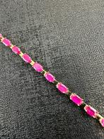 Prachtige 14k gouden armband met Roze saffier stenen, Ophalen of Verzenden, Nieuw, Goud