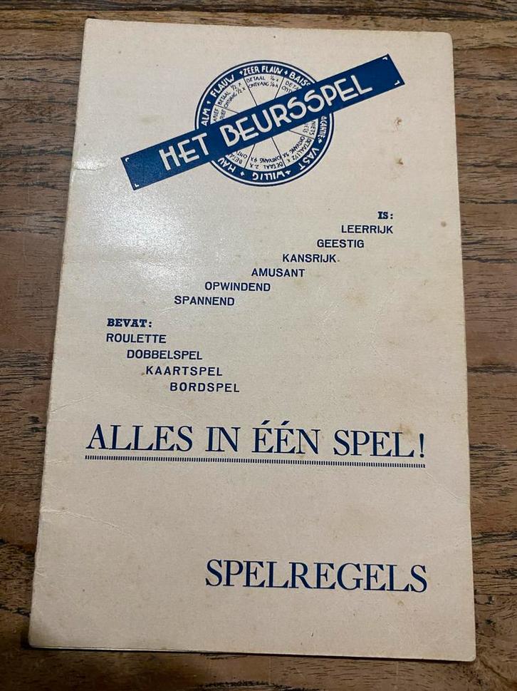 Zeldzaam Speregelboekje Beursspel 1938, Hobby en Vrije tijd, Gezelschapsspellen | Bordspellen, Gebruikt, Drie of vier spelers