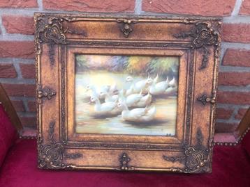 lieflijk schilderij, zeven eenden in 't water beschikbaar voor biedingen