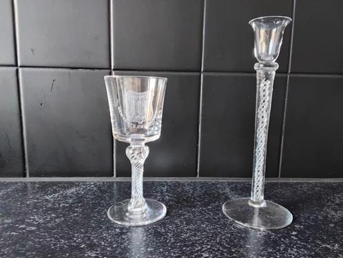 Wijnslingerglas met wapen Zwijndrecht/slingerglas kandelaar, Huis en Inrichting, Keuken | Servies, Zo goed als nieuw, Glas of Glazen