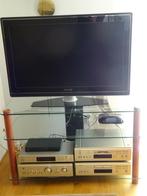 tv meubel, Huis en Inrichting, Kasten | Televisiemeubels, Ophalen, 100 tot 150 cm, Glas, Zo goed als nieuw