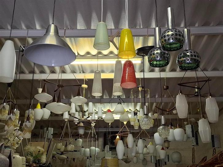 Vintage lampenverzemeling opgeheven (Retro/Vintage/Design), Huis en Inrichting, Lampen | Hanglampen, Gebruikt, 50 tot 75 cm, Ophalen of Verzenden