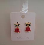 Fashion Jewelry: schattige rood groene kerstklok oorbellen, Overige materialen, Hangers, Overige kleuren, Nieuw