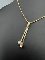 14 kt. geelgouden hanger gezet met diamant, Sieraden, Tassen en Uiterlijk, Kettinghangers, Overige voorstellingen, Geel, Ophalen of Verzenden