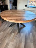 Teakhouten eettafel, Ophalen of Verzenden, Zo goed als nieuw, Rond, 100 tot 150 cm