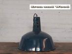 Blauw grijze emaille vintage oude hanglamp D41 H34, Huis en Inrichting, Lampen | Hanglampen, Gebruikt, Emaille, oud, vintage, stoer, blauw - grijs