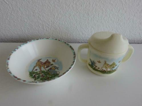 Melamine Disney Bambi ontbijtsetje van kommetje en tuitbeker, Huis en Inrichting, Keuken | Servies, Gebruikt, Kom(men), Overige stijlen