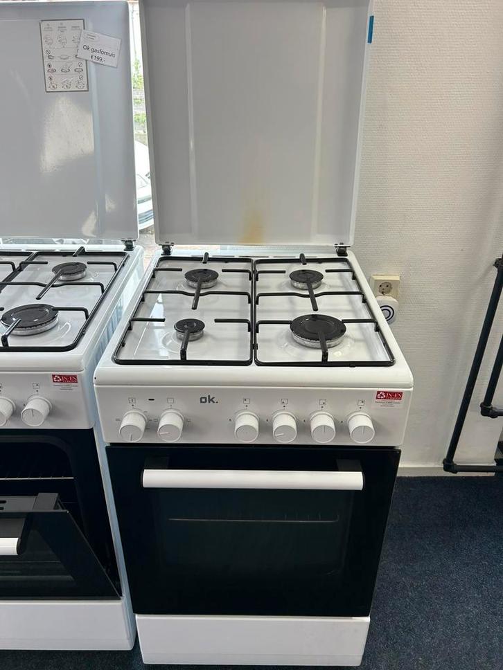 Ok gasfornuis incl Garantie&Bezorgen, Witgoed en Apparatuur, Fornuizen, Zo goed als nieuw, Vrijstaand, Gas, 4 kookzones, 85 tot 90 cm