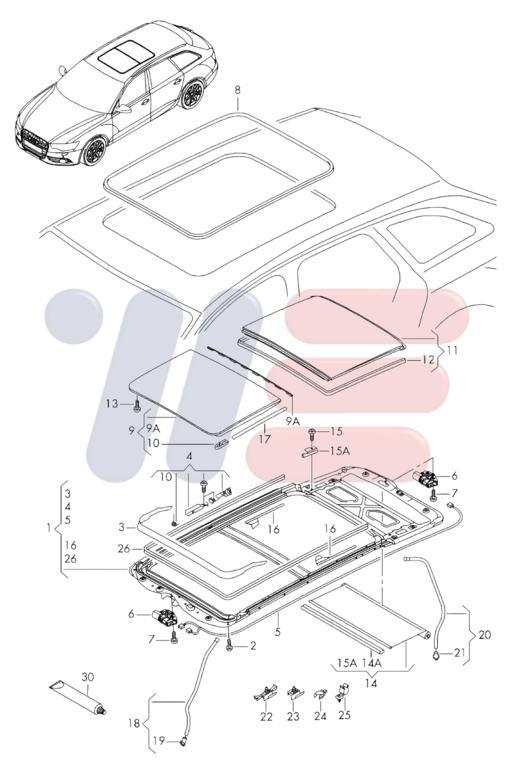 Panoramadak revisie Audi A6 C7 ('12-'18) 4G9877049, Auto-onderdelen, Carrosserie en Plaatwerk, Audi, Ophalen