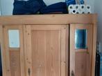 Grenen Kledingkast met Hang- en Leggedeelte, Ophalen, Gebruikt, 100 tot 150 cm, Glas