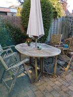 Houten tuinset met parasol. Gratis op te halen, Ophalen, Gebruikt, Hout