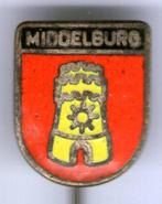 Middelburg email op zilverkleurig wapen speldje ( U_146a ), Verzenden, Nieuw, Stad of Land, Speldje of Pin