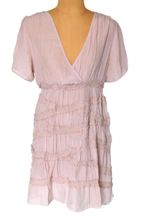 Repeat bohemian jurkje, oud roze, Mt. L, Kleding | Dames, Jurken, Zo goed als nieuw, Maat 42/44 (L), Roze, Boven de knie, Verzenden