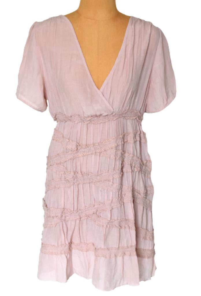 Repeat bohemian jurkje, oud roze, Mt. L, Kleding | Dames, Jurken, Zo goed als nieuw, Maat 42/44 (L), Roze, Boven de knie, Verzenden
