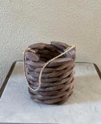 houten windlicht / lantaarn waxinelichthouder rond /vierkant, Grijs, Ophalen of Verzenden, Zo goed als nieuw, Hout