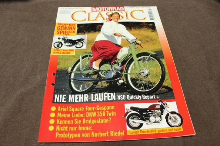 Motorrad Classic jan/feb 1995 NSU Quickly Ariel square 4 DKW, Boeken, Motoren, Gelezen, Ophalen of Verzenden