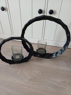 Stijlvolle zwarte kaarsenstandaard voor twee kaarsen, Huis en Inrichting, Woonaccessoires | Kandelaars en Kaarsen, Ophalen, Gebruikt