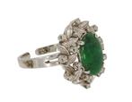 Jade nefriet gouden dames ring 16 diamanten briljant fraai, Ophalen of Verzenden, Goud, Ring, Met edelsteen
