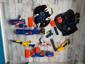 Diverse Nerf- en X-shooter geweren - met vest en munitie beschikbaar voor biedingen
