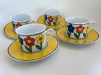 80s Flower bloem kop en schotel Douwe Egberts, Ophalen of Verzenden, Zo goed als nieuw, Overige stijlen, Kop(pen) en/of Schotel(s)