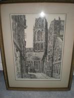 Laurenskerk rotterdam pentekening 33x45 cm lijst 49x63 cm, Antiek en Kunst, Ophalen