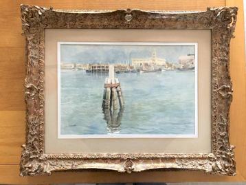 Geo Henrotte - Mediterraans Haven Gezicht - Aquarel beschikbaar voor biedingen