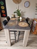 Leuke Bar Eethoek met 4 Stoelen, Ophalen of Verzenden, Gebruikt, Industrieel, 4 tot 6 stoelen