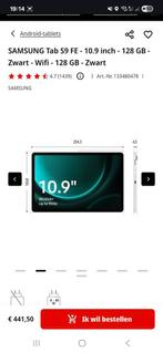 SAMSUNG Tab S9 FE - 10.9 inch - 128 GB - Zwart - Wifi - 128, Computers en Software, Android Tablets, Ophalen of Verzenden, Zo goed als nieuw