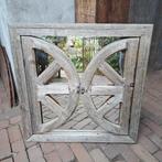 Spiegel buitenspiegel houten lijst luikjes 60x60cm *Etage3*, Ophalen, Gebruikt, ., .