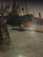 Olieverf Rotterdamse Haven, 1935, Antiek en Kunst, Ophalen