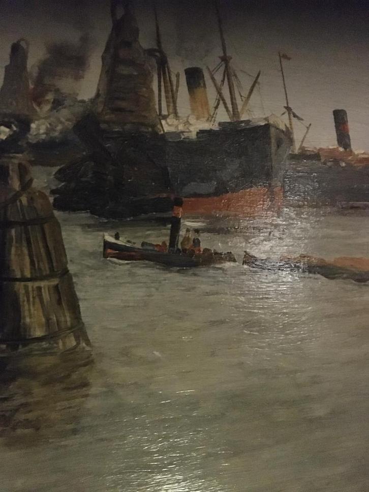 Olieverf Rotterdamse Haven, 1935, Antiek en Kunst, Kunst | Schilderijen | Klassiek, Ophalen