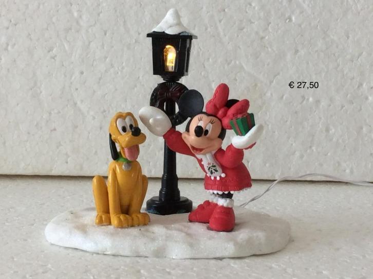 Disney pluto minnie - beeldje met verlichting - kerstdorp, Verzamelen, Disney, Zo goed als nieuw, Beeldje of Figuurtje, Mickey Mouse