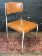 Set zes (!) vintage mid century stoelen caramel skai chroom, Overige materialen, Vijf, Zes of meer stoelen, Gebruikt, Bruin