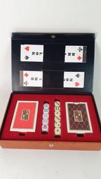 Vintage set kaartspel  voor Brigde, in bruin skai etui. 8A9
