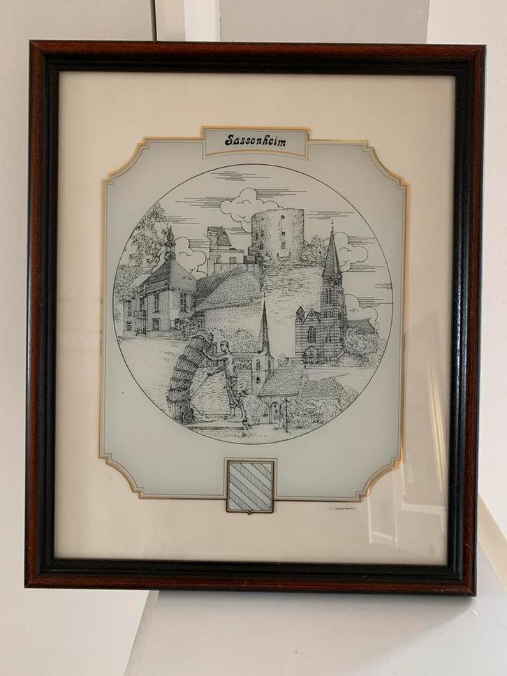 Ets op glas G. Swaenepoel - Sassenheim, Antiek en Kunst, Kunst | Etsen en Gravures, Ophalen of Verzenden