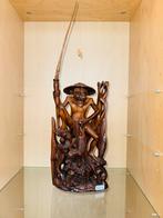 Vintage Indonesisch houtsnijwerk beeldje vissersman, Ophalen