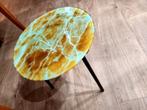 Bijzettafeltje met marmerlook glazen blad, Overige materialen, Minder dan 55 cm, Gebruikt, Rond