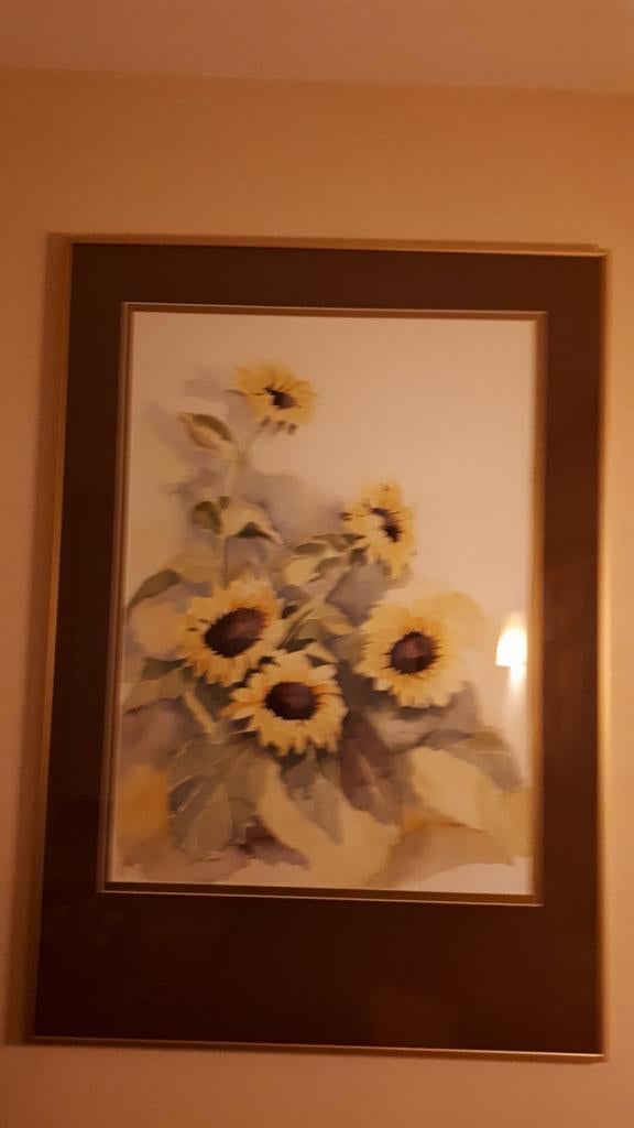 Schilderij zonnebloemen 70x100 in eigen opdracht gemaakt, Huis en Inrichting, Woonaccessoires | Schilderijen, Tekeningen en Foto's